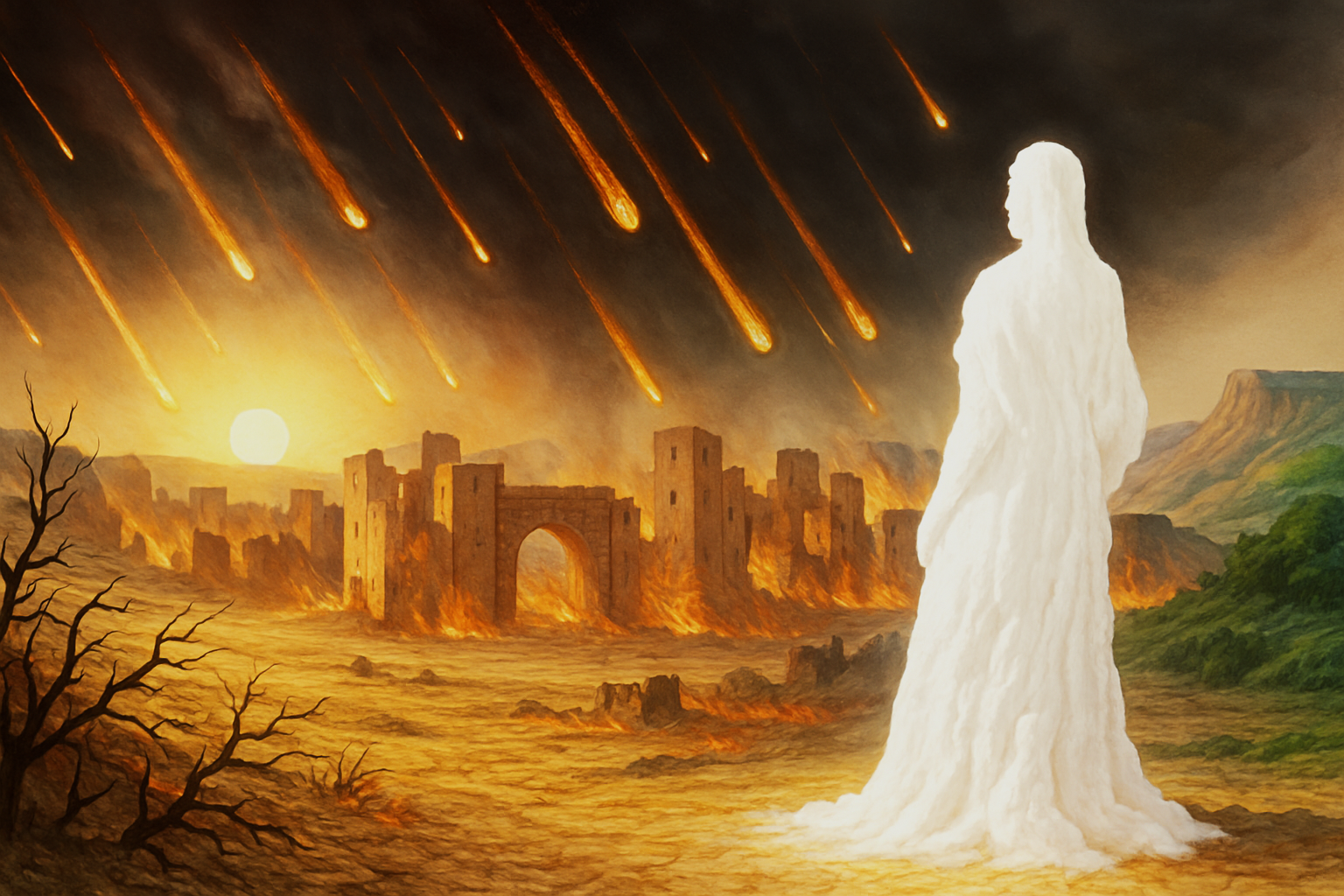 Lot's wife is turned into a pillar of salt