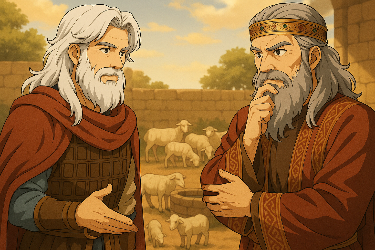 Abraham and Abimelech come to a water well peace agreement