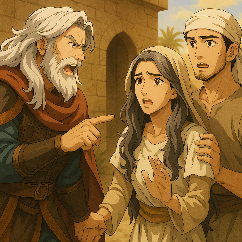 Abraham kicks Hagar and Ishmael out the house following the demands of Sarah