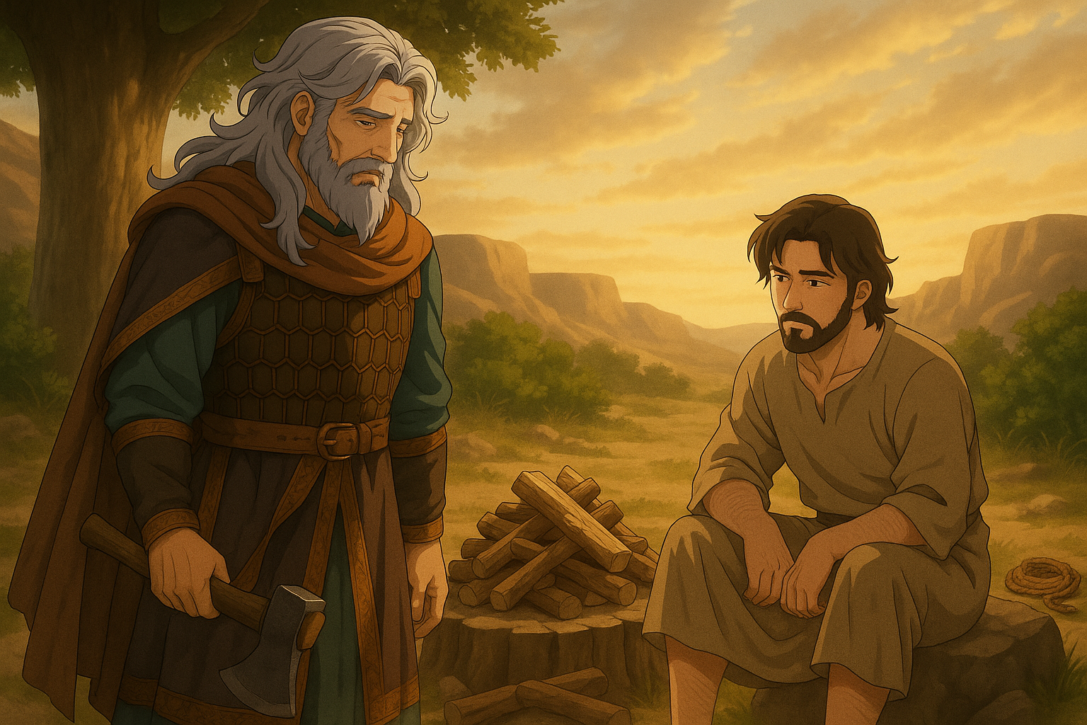 Abraham prepares for Isaac the great sacrifice